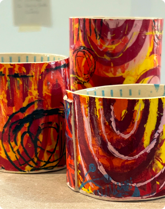 Tall and short ceramic vessels